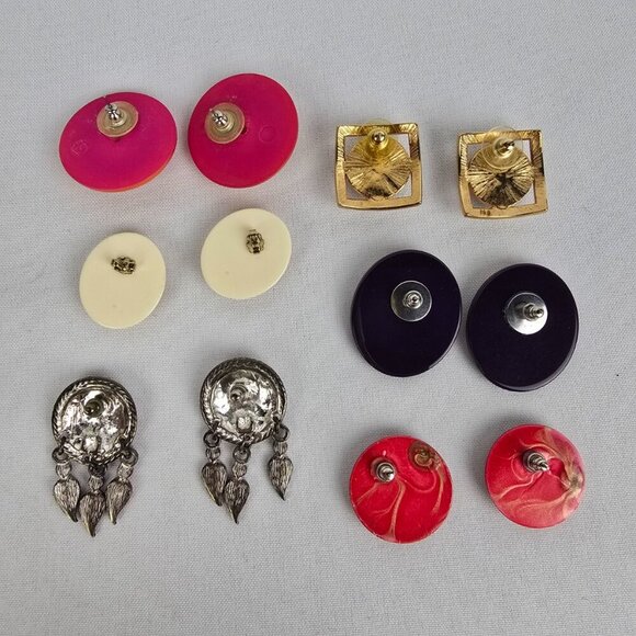 Vintage 90s Red & Orange Pierced Earrings - Picture 8 of 9